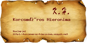 Korcsmáros Hieronima névjegykártya